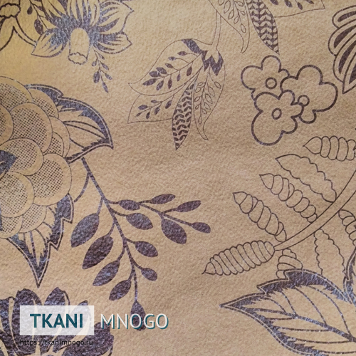 Фото ткани Арбореал 632-2 - бежевый цветы. Производитель Китай. Замша крупным планом.